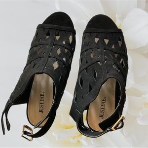 JUST FAB FAUX SWEDE SANDAL